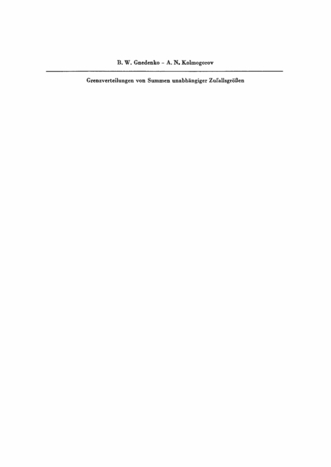 Cover image for book Grenzverteilungen von Summen unabhängiger Zufallsgrössen