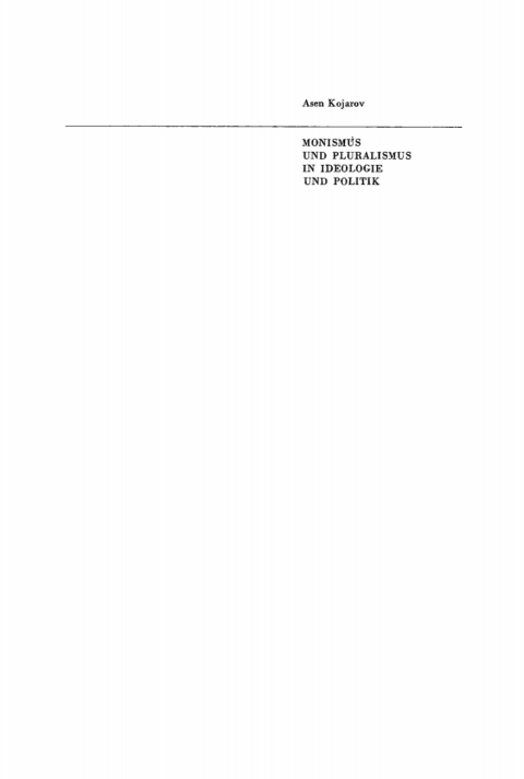 Cover image for book Monismus und Pluralismus in Ideologie und Politik