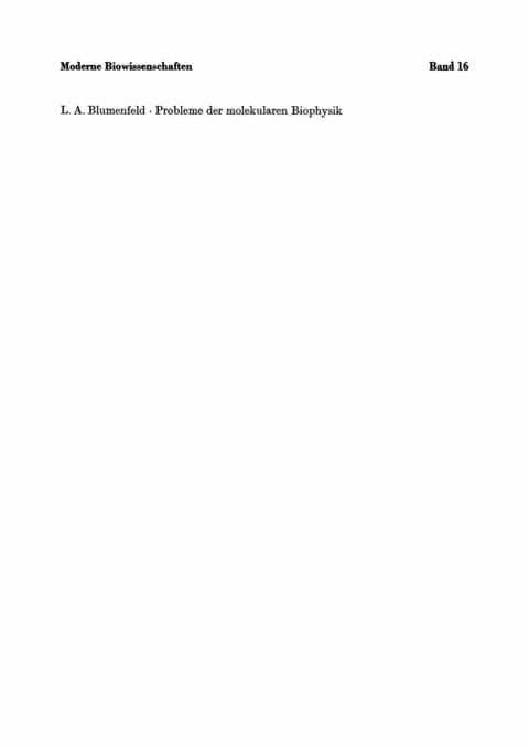 Cover image for book Probleme der molekularen Biophysik