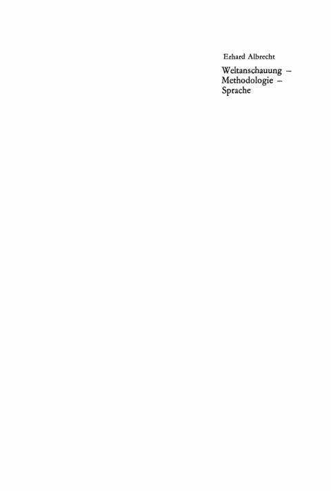 Cover image for book Weltanschauung, Methodologie, Sprache