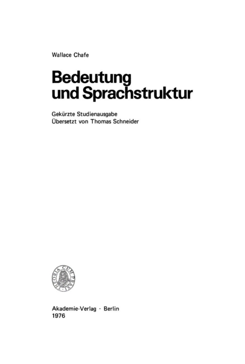 Cover image for book Bedeutung und Sprachstruktur