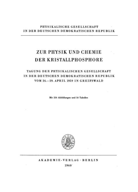 Cover image for book Tagung der Physikalischen Gesellschaft in der Deutschen Demokratischen Republik vom 26.–29. April 1959 in Greifswald