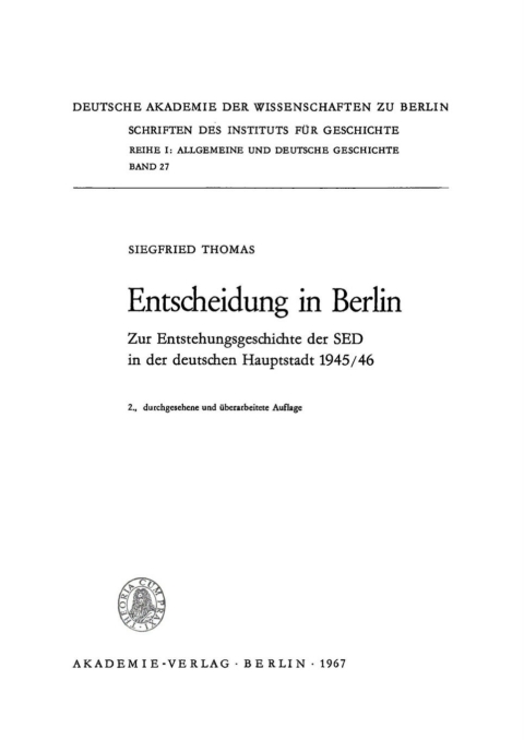 Cover image for book Entscheidung in Berlin