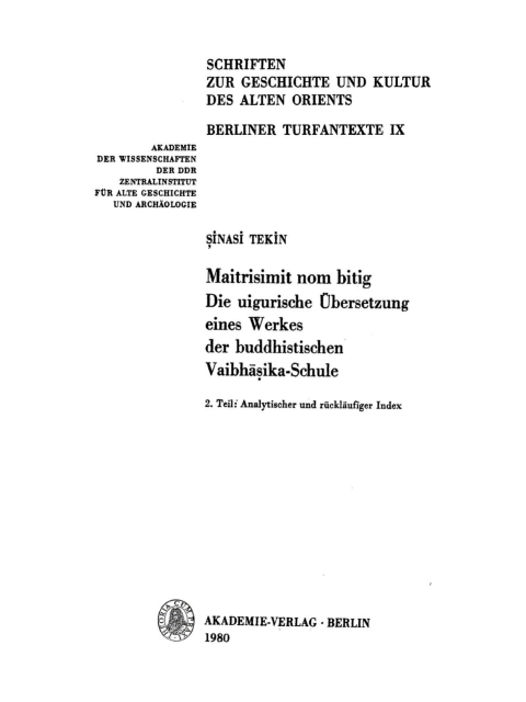 Cover image for book Analytischer und rückläufiger Index