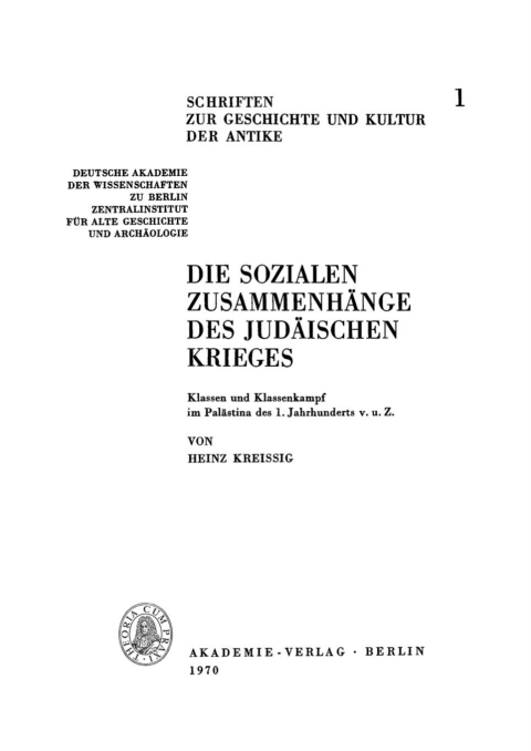 Cover image for book Die sozialen Zusammenhänge des Judäischen Krieges