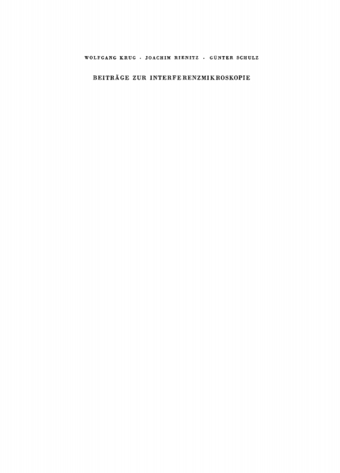 Cover image for book Beiträge zur Interferenzmikroskopie
