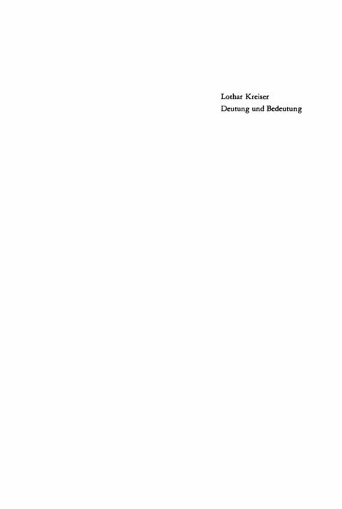 Cover image for book Deutung und Bedeutung