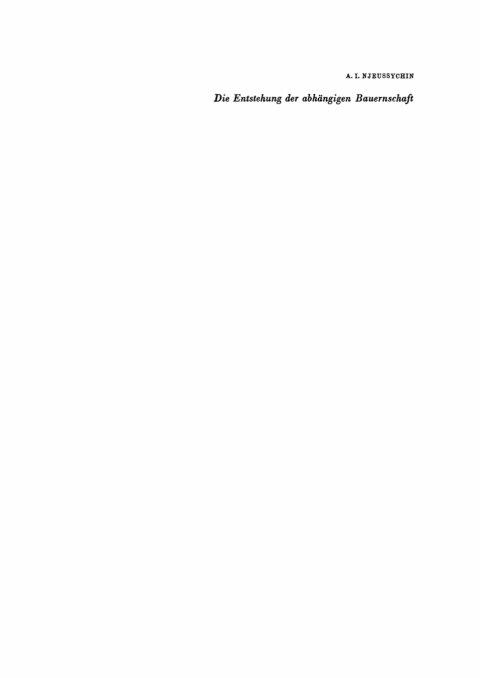 Cover image for book Die Entstehung der abhängigen Bauernschaft