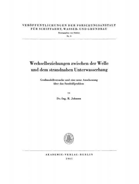 Cover image for book Wechselbeziehungen zwischen der Welle und dem strandnahen Unterwasserhang