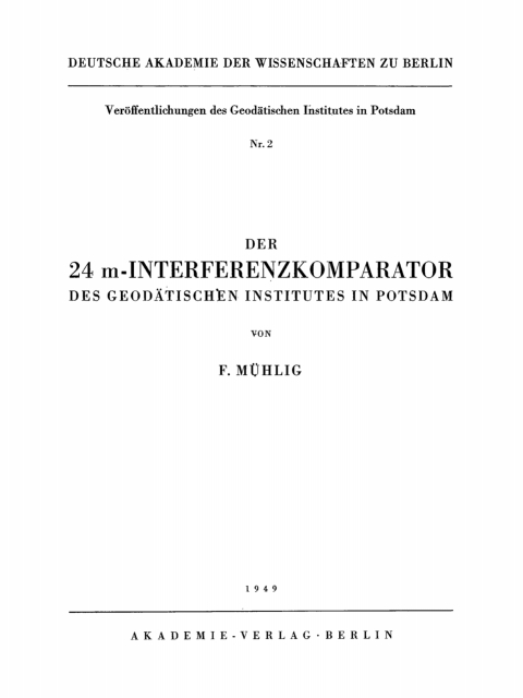 Cover image for book Der 24 m-Interferenzkomparator des geodätischen Instituts in Potsdam