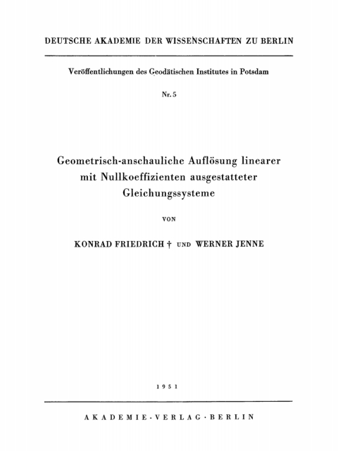 Cover image for book Geometrisch-anschauliche Auflösung linearer mit Nullkoeffizienten ausgestatteter Gleichungssysteme