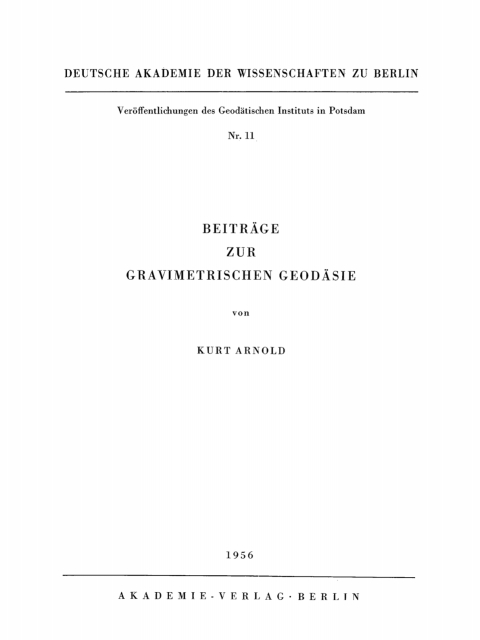 Cover image for book Beiträge zur gravimetrischen Geodäsie
