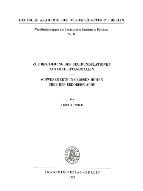 Cover image for book Zur Bestimmung der Geoidundulationen aus Freiluftanomalien