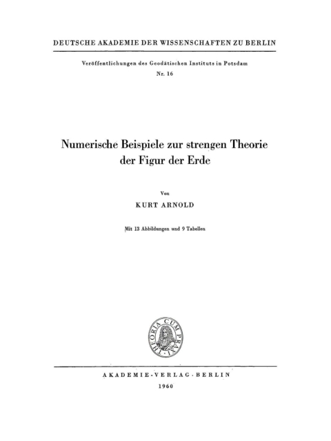Cover image for book Numerische Beispiele zur strengen Theorie der Figur der Erde
