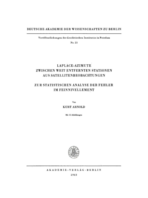 Cover image for book Laplace-Azimute zwischen weit entfernten Stationen aus Satellitenbeobachtungen