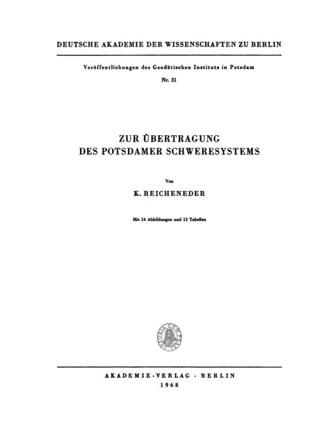 Cover image for book Zur Übertragung des Potsdamer Schweresystems