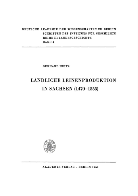 Cover image for book Ländliche Leinenproduktion in Sachsen (1470–1555)