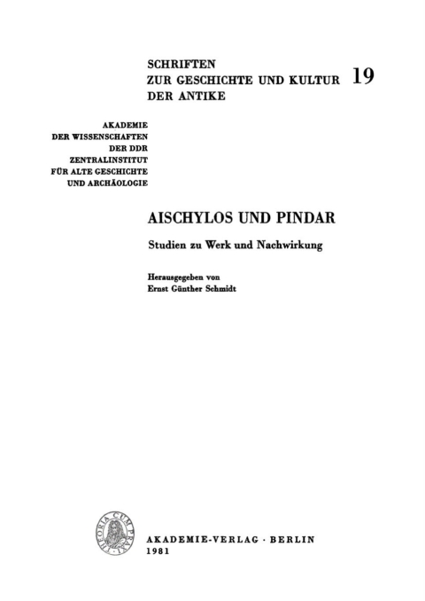 Cover image for book Aischylos und Pindar