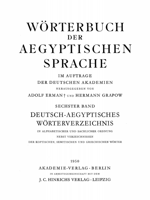 Cover image for book Deutsch-Aegyptisches Wörterverzeichnis