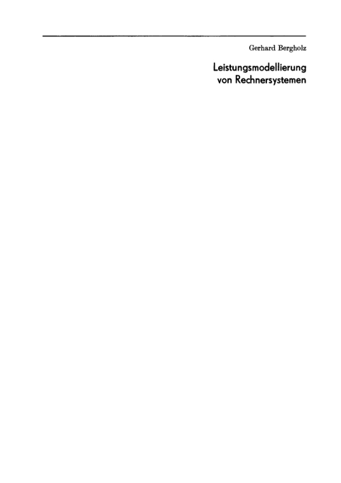 Cover image for book Leistungsmodellierung von Rechnersystemen