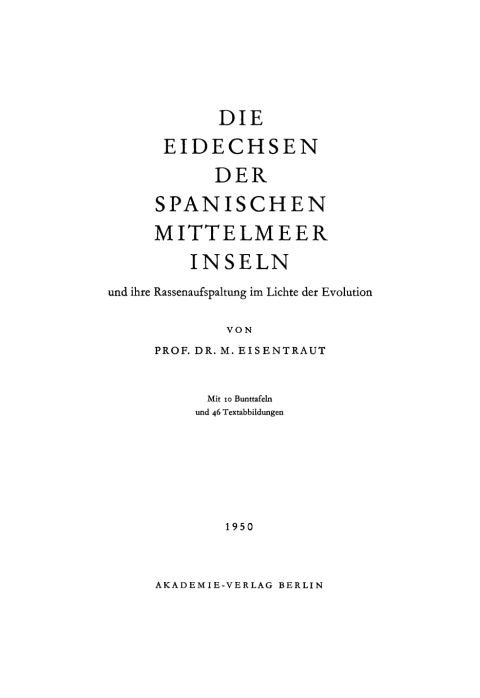 Cover image for book Die Eideghsen der spanischen Mitteemeer-Inseln