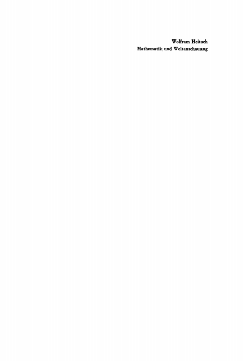 Cover image for book Mathematik und Weltanschauung