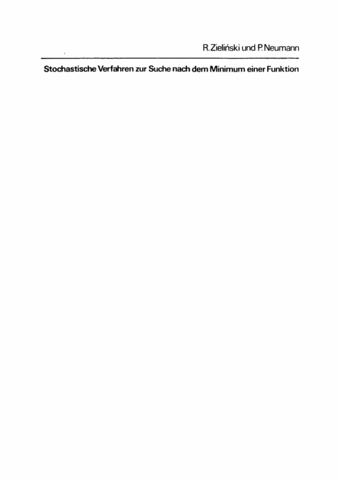 Cover image for book Stochastische Verfahren zur Suche nach dem Minimum einer Funktion