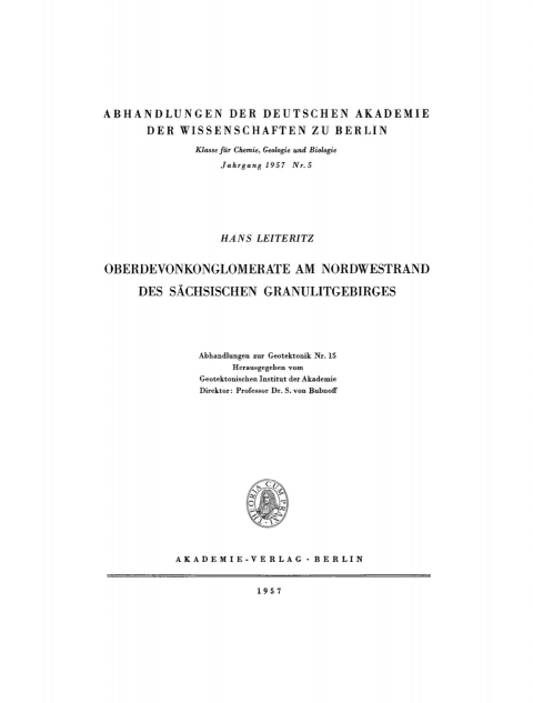 Cover image for book Oberdevonkonglomerate am Nordwestrand des sächsischen Granulitgebirges