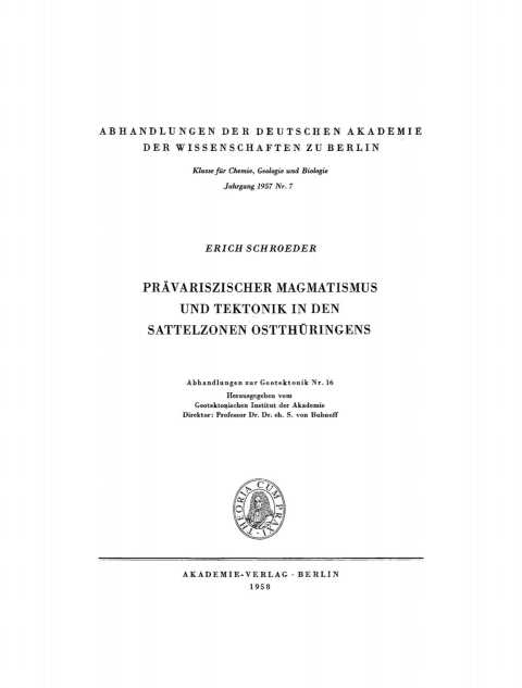 Cover image for book Prävariszischer Magmatismus und Tektonik in den Sattelzonen Ostthüringens