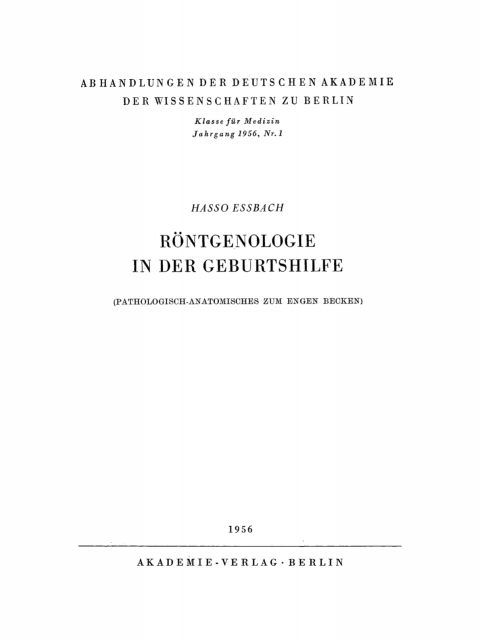 Cover image for book Röntgenologie in der Geburtshilfe