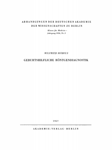 Cover image for book Geburtshilfliche Röntgendiagnostik