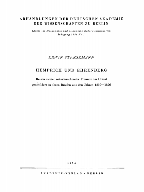 Cover image for book Hemprich und Ehrenberg