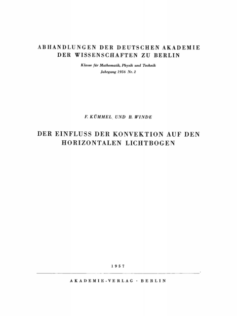 Cover image for book Der Einfluss der Konvektion auf den horizontalen Lichtbogen