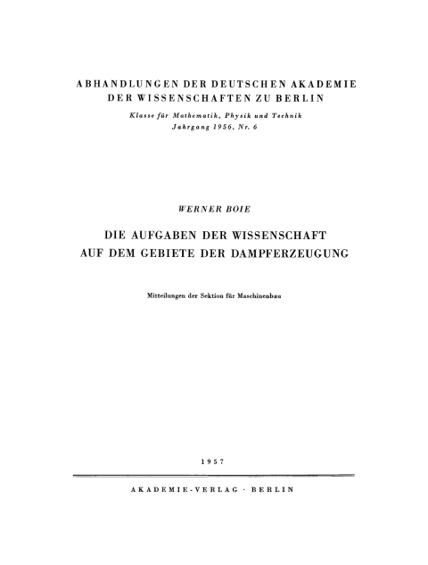 Cover image for book Die Aufgaben der Wissenschaft auf dem Gebiete der Dampferzeugung