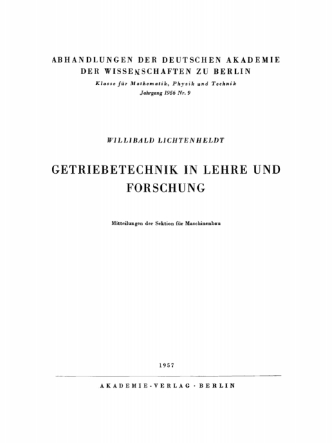 Cover image for book Getriebetechnik in Lehre und Forschung