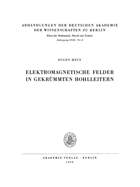 Cover image for book Elektromagnetische Felder in gekrümmten Hohlleitern