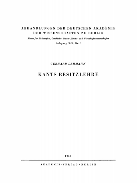 Cover image for book Kants Besitzlehre