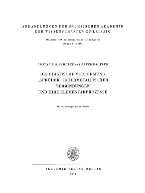 Cover image for book Die plastische Verformung „Spröder“ intermetallischer Verbindungen und ihre Elementarprozesse