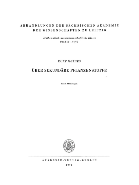 Cover image for book Über sekundäre Pflanzenstoffe