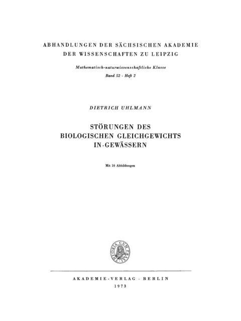 Cover image for book Störungen des biologischen Gleichgewichts in Gewässern