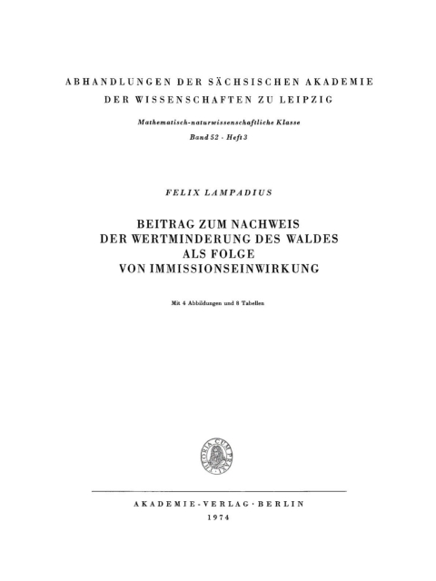 Cover image for book Beitrag zum Nachweis der Wertminderung des Waldes als Folge von Immissionseinwirkung