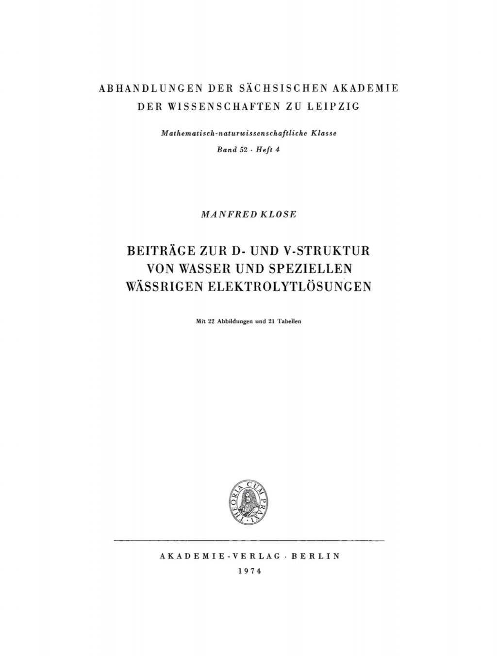 Page Fidelity Beiträge zur D- und V-Struktur von Wasser und speziellen Wässrigen Elektrolytlösungen; $174.26