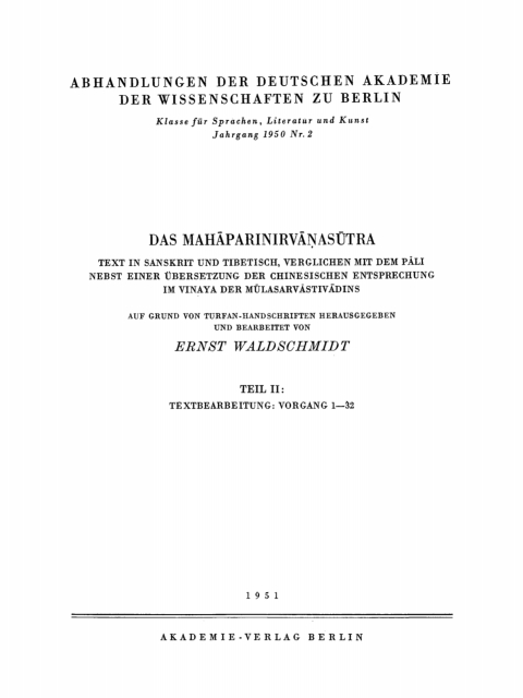 Cover image for book Das Mahāparinirvāṇasūtra, Teil II: Textbearbeitung: Vorgang 1–32
