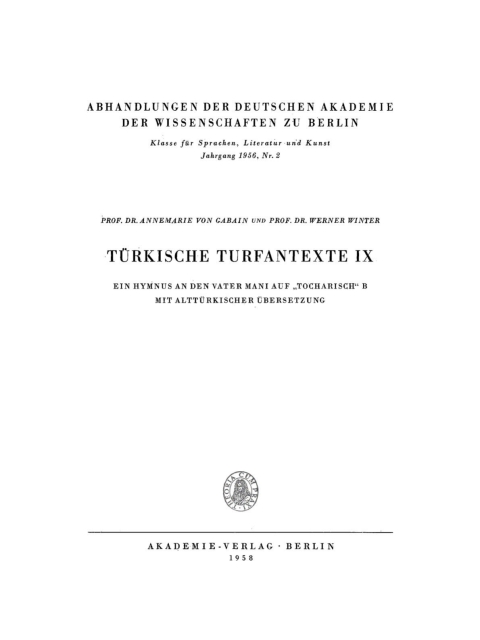 Cover image for book Türkische Turfantexte IX