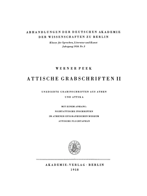 Cover image for book Attische Grabschriften II: Unedierte Grabinschriften aus Athen und Attika