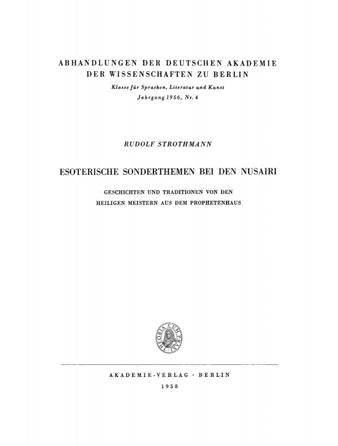Cover image for book Esoterische Sonderthemen bei den Nusairi