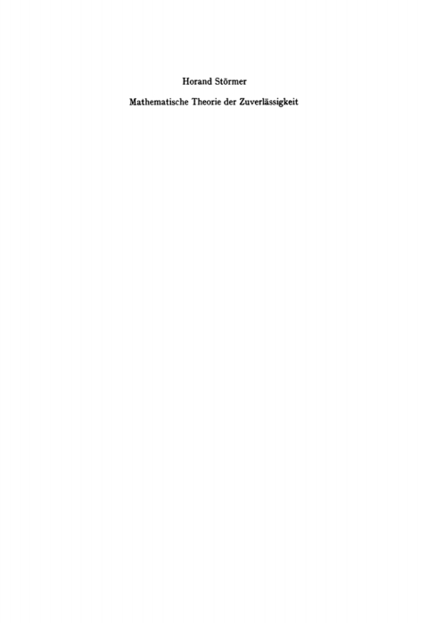 Cover image for book Mathematische Theorie der Zuverlässigkeit
