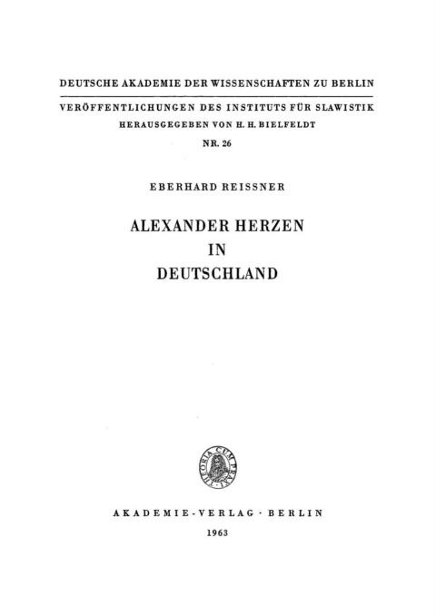 Cover image for book Alexander Herzen in Deutschland