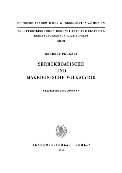 Cover image for book Serbokroatische und Makedonische Volkslyrik
