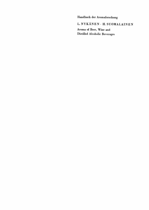 Cover image for book Aroma of Beer, Wine and Distilled Alcoholic Beverages
